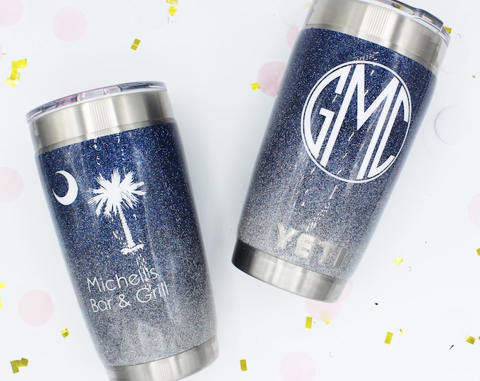 20 oz Ombre Glitter SEALED Stainless Steel Tumbler.  Made to order with the a custom decal!