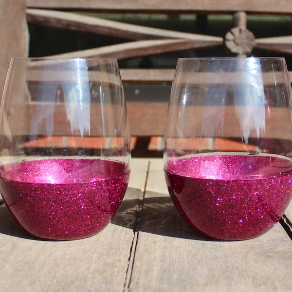 Glitter Wine Glasses Etsy