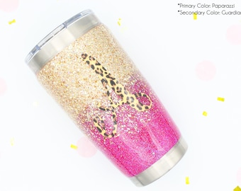 Ombre Chunky Glitter 20 oz Tumbler with Decal
