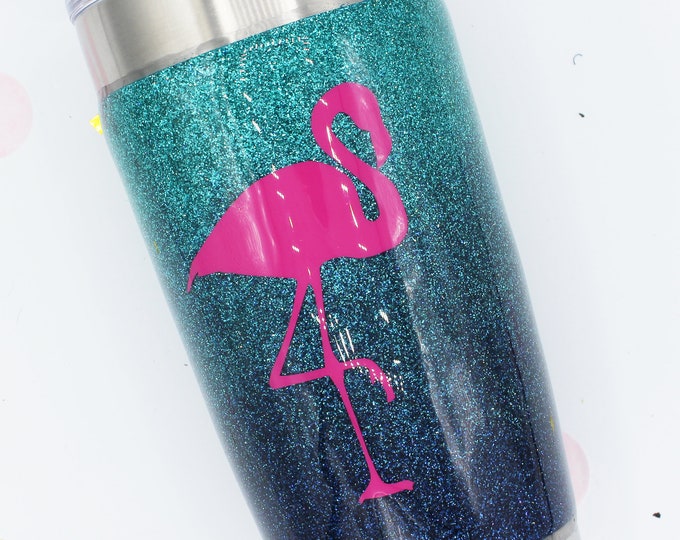 20 oz Ombre Glitter SEALED Stainless Steel Tumbler.  Made to order with the a custom decal!