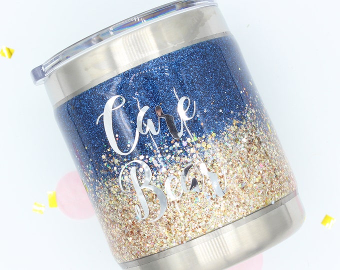 10 oz Lowball Ombre Chunky Glitter SEALED Stainless Tumbler with decal. Made to order!!!