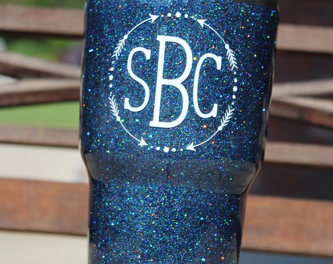 30 oz  Glitter SEALED Stainless Steel Tumbler with custom decal.  Made to order!