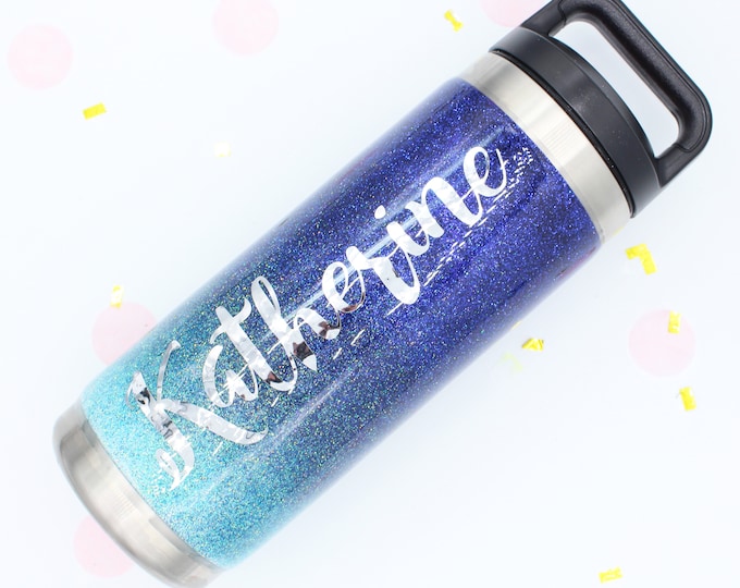 18 oz Ombre Glitter Bottle with a custom decal.  Made to order!