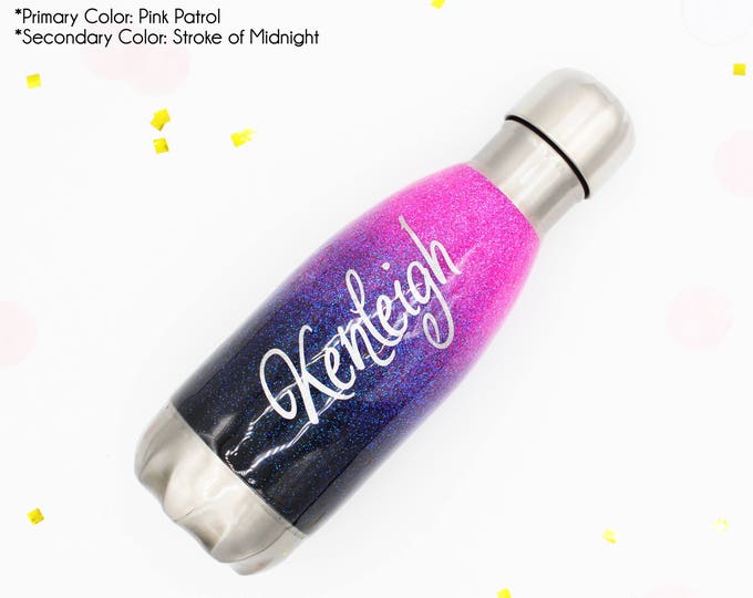 9 oz Swell Ombre Glitter SEALED Stainless Bottle with decal. Made to order!!!