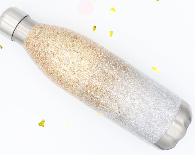 9 oz Swell Ombre Chunky Glitter SEALED Stainless Bottle w/o decal. Made to order!!!