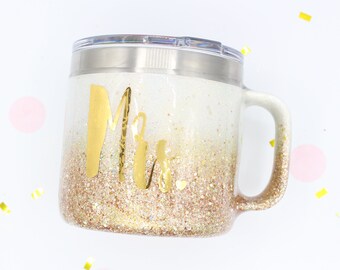 Ombre Chunky Glitter Mug Tumbler made to order with custom decal!