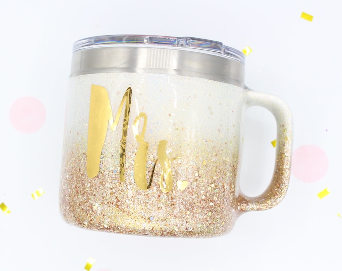 Ombre Chunky Glitter Mug Tumbler made to order with custom decal!