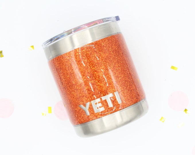 10 oz Lowball Glitter SEALED Stainless Steel Tumbler with custom decal.  Made to order!