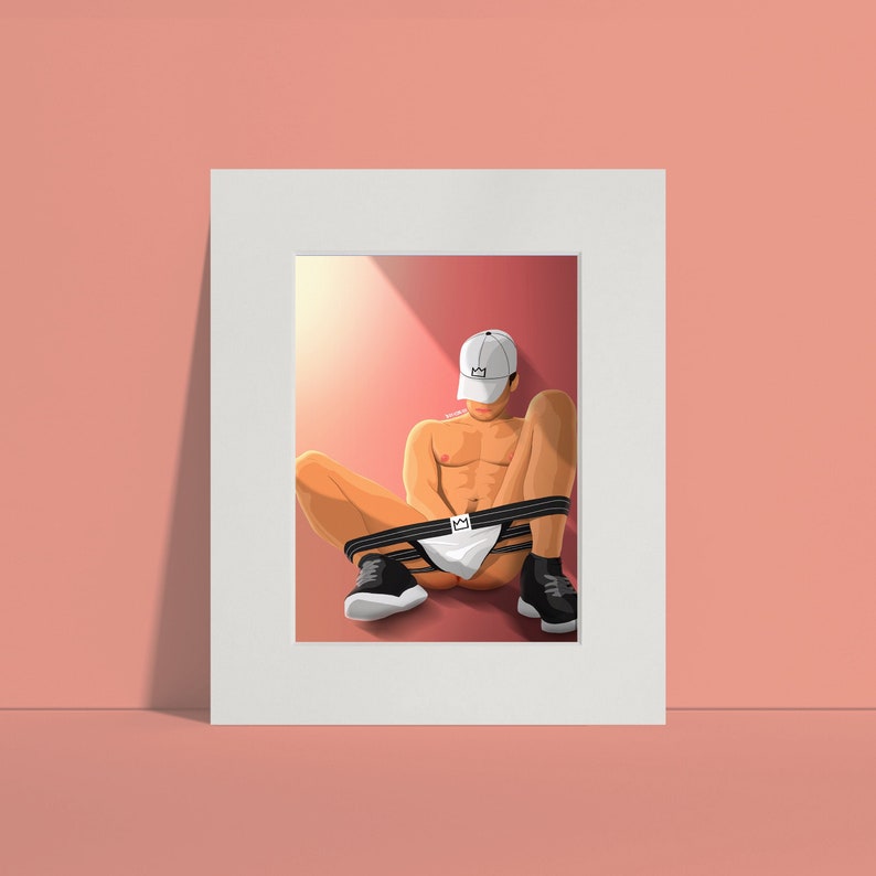 shoes nude gay art print white hat bottom pink GEAR jockstrap