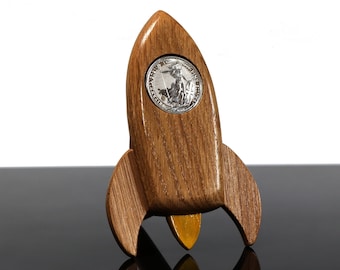 Coin display stand rocket - to the moon - moonshot