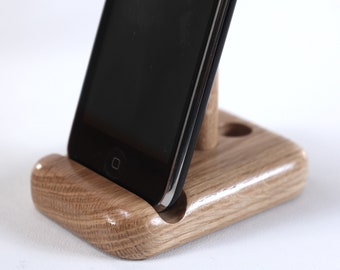 Phone stand adjustable, solid oak wood, ALL iPhone, Samsung, HTC, Sony, LG,  Google, Microsoft