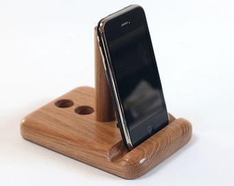 Adjustable Solid Oak Tablet and phone Stand, Universal iPad Holder