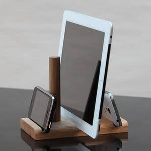 Dock or stand for Phones and Tablets // Any device inc iPad and iPhone // Oak wood // Also a letter stand and organiser // Leanii multi image 6