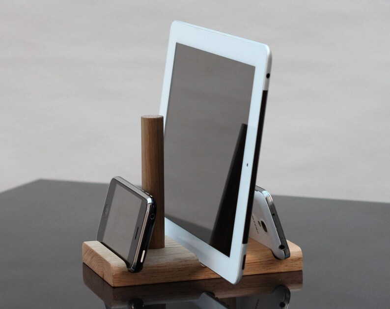 Dock or stand for Phones and Tablets // Any device inc iPad and iPhone // Oak wood // Also a letter stand and organiser // Leanii multi image 6