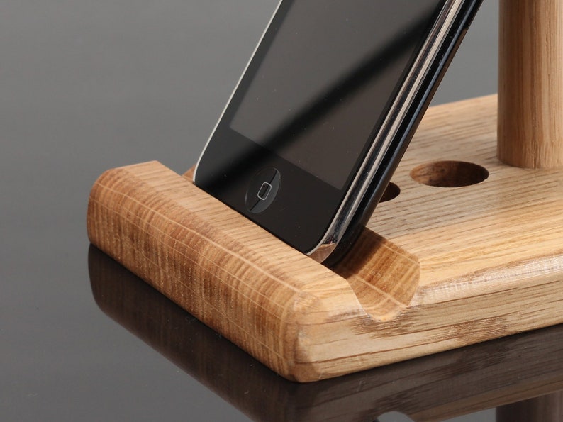 iPad Tablet stand adjustable universal. Solid Oak wood // Universal // iPad Pro, Samsung, Nintendo etc, desk, bed, kitchen. image 4