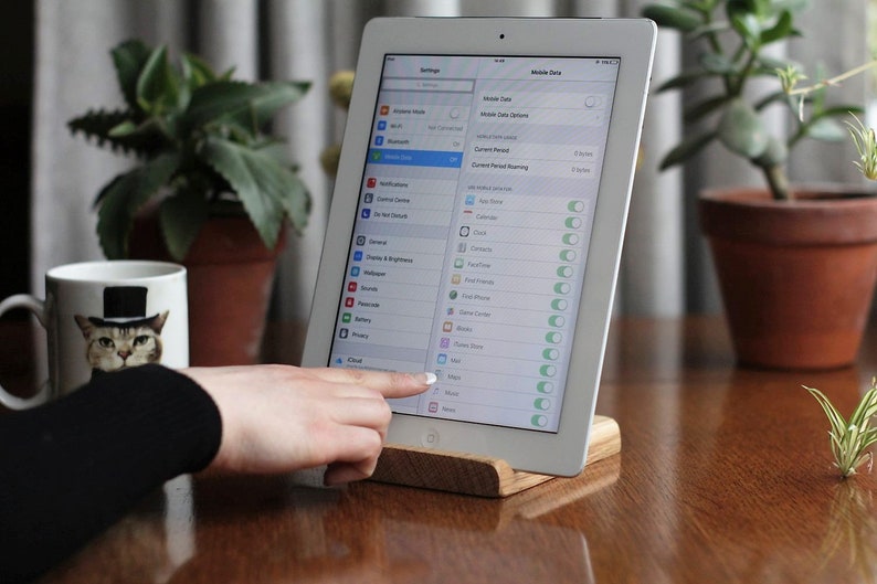 Ipad Tablet Stand Adjustable Universal. Solid Oak Wood // Etsy UK