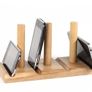 Dock or stand for Phones and Tablets // Any device inc iPad and iPhone // Oak wood // Also a letter stand and organiser // Leanii multi image 1