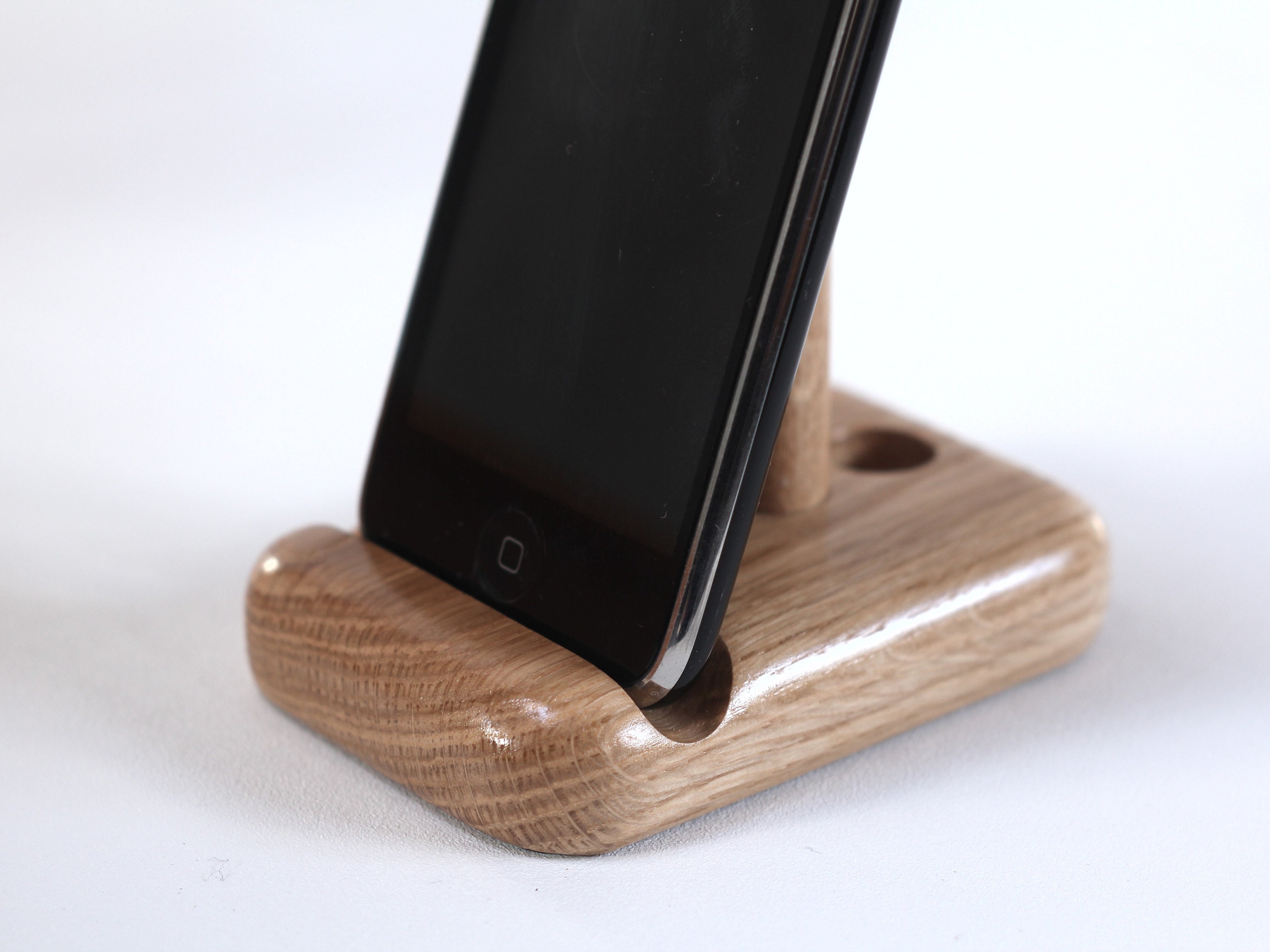 Phone Stand Adjustable, Solid Oak Wood, ALL Iphone, Samsung, HTC, Sony, LG,  Google, Microsoft 