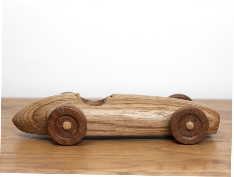 Ferrari 500 F2 inspired racing car. Executive desk toy, 1950s oak wooden car collectible. Great gift for car enthusiast image 8