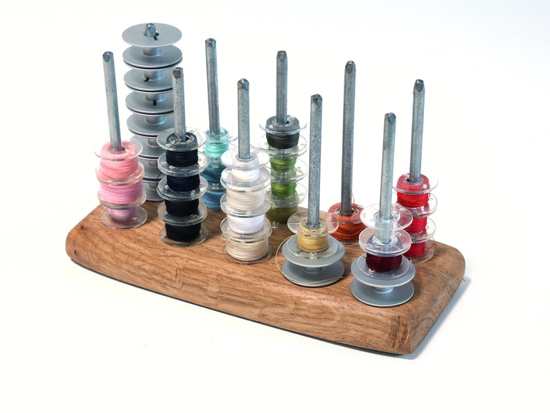 Sewing Bobbin/spool holder solid oak and rustic zinc Any Etsy