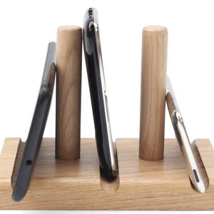 Dock or stand for Phones and Tablets // Any device inc iPad and iPhone // Oak wood // Also a letter stand and organiser // Leanii multi image 5