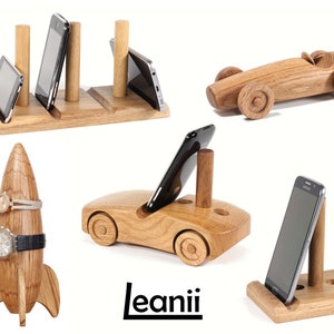 Dock or stand for Phones and Tablets // Any device inc iPad and iPhone // Oak wood // Also a letter stand and organiser // Leanii multi image 4