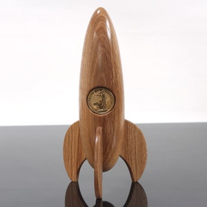 Rocket Coin Display Stand Gold, Silver, collectible image 1