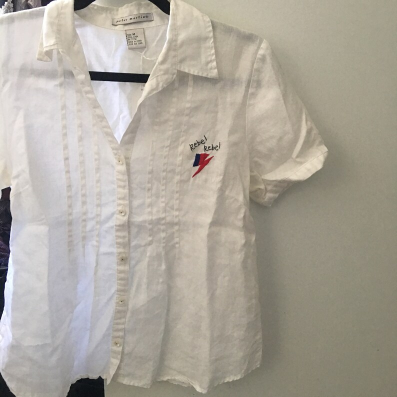 Rebel Rebel Button Up Short Sleeve Shirt **David Bowie Inspired**