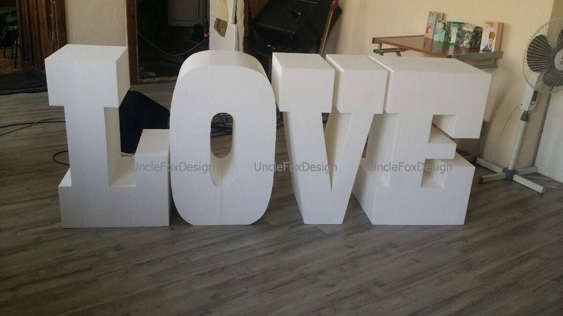 LOVE letters Set of 4 Giant styrofoam letter Table base Etsy