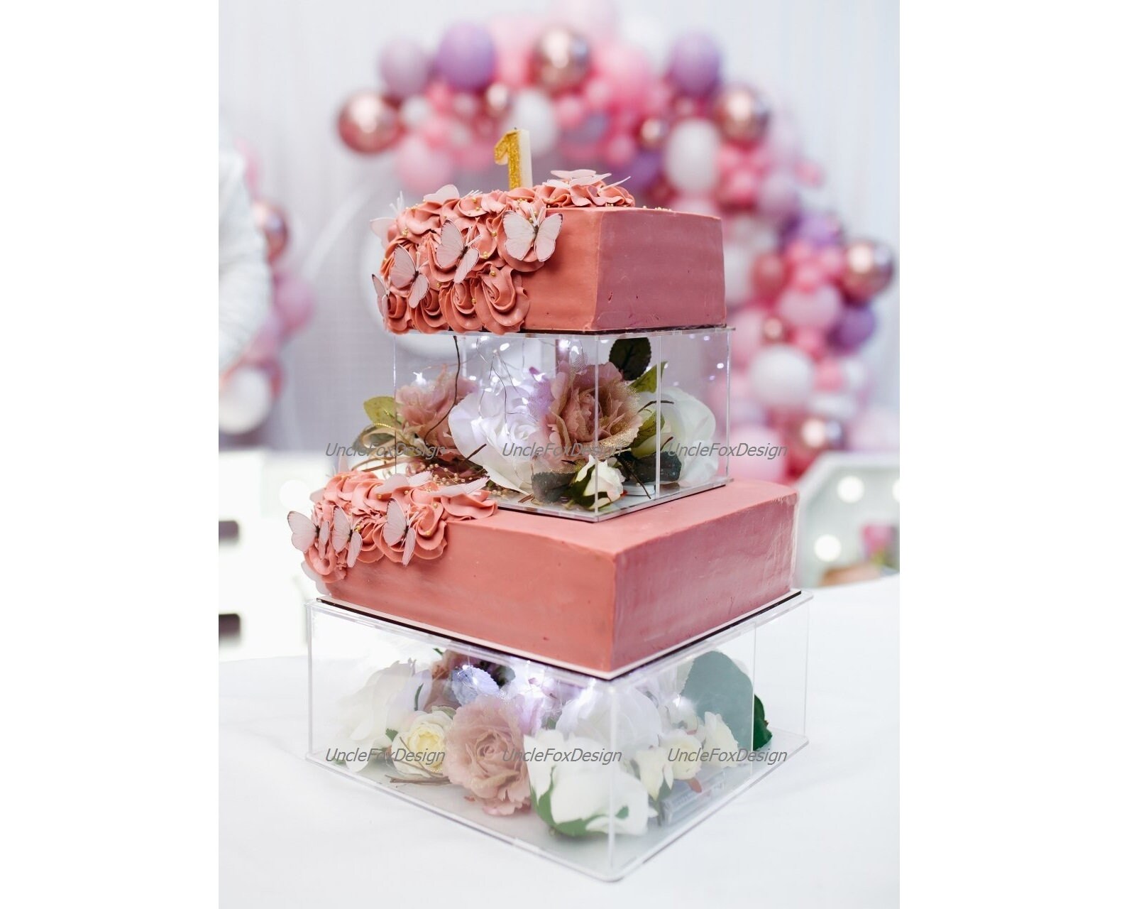 Set of 2 Acrylic cake stand Wedding cake risers Clear cake Etsy