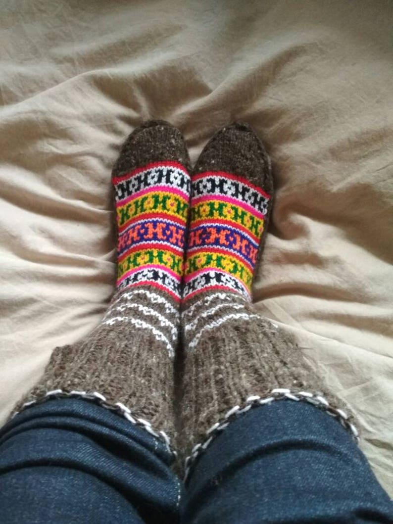 Kniestrümpfe Wolle Damen Natürliche Schafwoll-Stricksocken