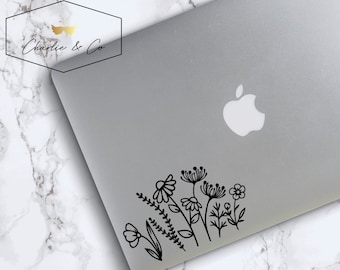 Wildflower vinyl decal, Wildflower laptop sticker