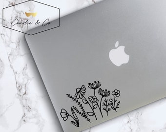 Wildflower vinyl decal, Wildflower laptop sticker