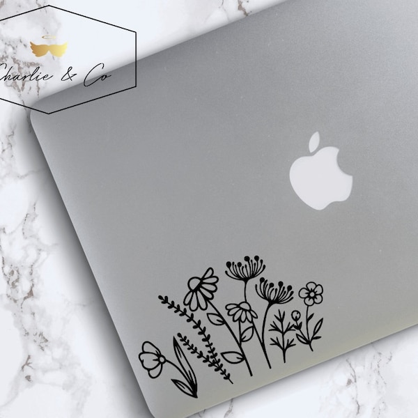 Wildflower vinyl decal, Wildflower laptop sticker