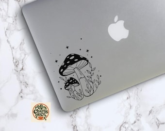 Mushroom Vinyl Decal, Cute Mushroom Sticker, Cottagecore Car Decal, Boho Nature Sticker, Laptop Tumbler Sticker