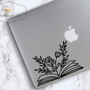 floral book decal, floral book laptop sticker