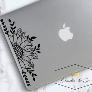 Sunflower decal, Sunflower sticker, half sunflower decal, half sunflower sticker, sunflower laptop sticker, vinyl decal, laptop sticker