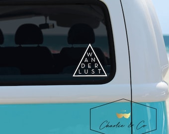 Wanderlust decal, Wanderlust laptop sticker, explore decal, mountain decal, car decal, vinyl decal, tumbler, laptop decal