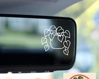 Rearview Mirror Plant Vinyl Decal, Car Mirror Sticker, Cute Botanical Leaf Decal, Plant Lover Gift, Car Window Sticker
