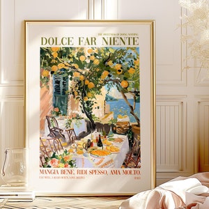 Citazione stampabile "Amante dell'Aria Aperta" in formato DIGITALE, dipinto murale per cucina con cibo italiano, regalo per la casa in stile Amalfi, Dolce Far Niente