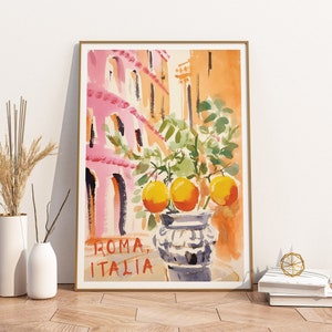 Rome Italy Rolled Poster Print, Colosseum Colorful Art Painting, Italian, Roma Italia Art Print, Italy Travel Wall Art, Watercolor Art Gift