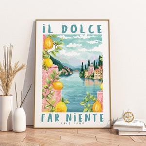 Dolce Far Niente Lake Como Italy Printable DIGITAL Art, Bellagio, Varenna, Lago di Como Painting,Lake Travel Poster, Wall Art, Italy Wedding