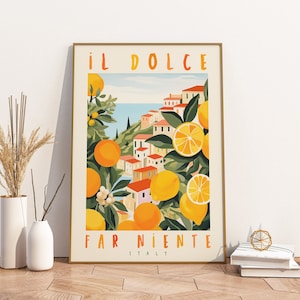 Dolce Far Niente Italy Print, Rolled Poster, Colorful Italian Art Painting, Positano, Cinque Terre, Italian Beach Town, Travel Wall Art Gift