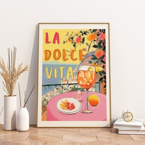 La Dolce Vita, Amalfi Coast Italy, Printable DIGITAL Art, Colorful Art Painting, Italian, Positano, Italy Travel Wall Art, Retro Spritz Art