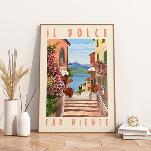 Il Dolce Far Niente Bellagio Italia Arte DIGITAL imprimible, Cita italiana, Cartel de viaje del lago Como, Idioma italiano, Arte de pared, Regalo de boda