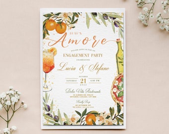 Italian Style Engagement Party Invite, Italy Themed Invite, Spritz and Pizza Invite, That's Amore, Engagement Party Invitation, Italian Love