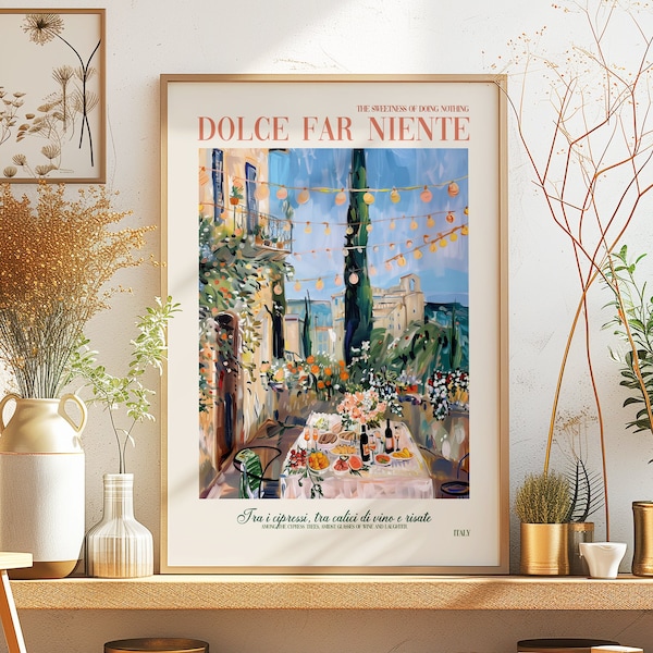 Tuscany Florence Italy Dinner Table View DIGITAL Art Print, Painted Florence Italy Wine Wall Art Painting, Tuscan Home Decor Wall Art Gift