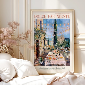 Toskana Florenz Italien Esstisch Blick Gerollt Poster Kunst, Gemalt Florenz Italien Wein Wand Kunst Malerei, Toskanische Wohnkultur Wand Kunst Geschenk