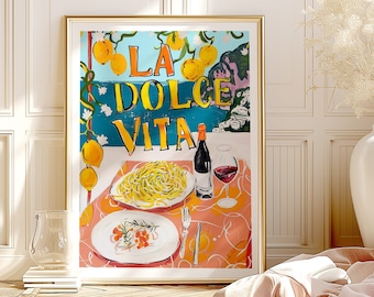 Impresión La Dolce Vita: Arte retro de la pared de la cocina italiana