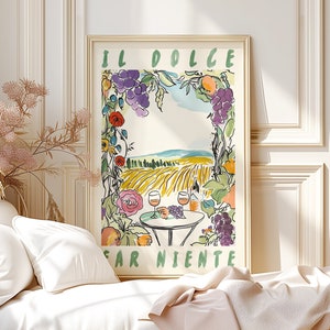 Tuscany Wine Art Print: Dolce Far Niente Italian Home Decor